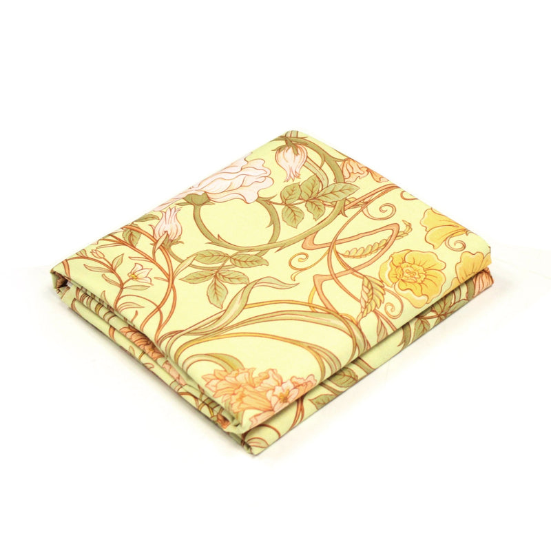 Tissu cotonnade VICTOR au feuillage ART NOUVEAU multicolore, fond vert anis - OEKO - TEX STANDARD 100 - tissuspipi.com