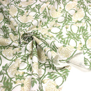 Tissu cotonnade HECTOR au feuillage ART NOUVEAU vert ou ocre - OEKO - TEX STANDARD 100 - tissuspipi.com