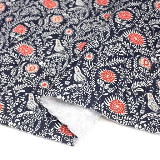 Tissu matelassé motif fleuri indien bleu roi & blanc - COLLECTION KALAMKARI - OEKO - TEX - tissuspipi.com