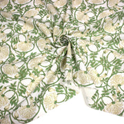 Tissu cotonnade HECTOR au feuillage ART NOUVEAU vert ou ocre - OEKO - TEX STANDARD 100 - tissuspipi.com