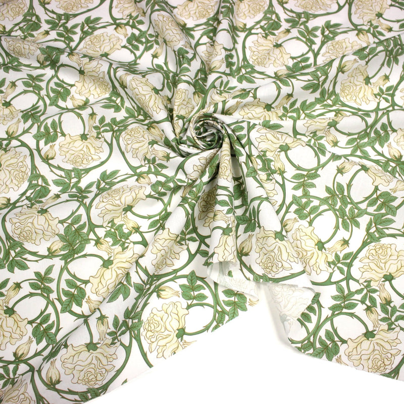 Tissu cotonnade HECTOR au feuillage ART NOUVEAU vert ou ocre - OEKO - TEX STANDARD 100 - tissuspipi.com