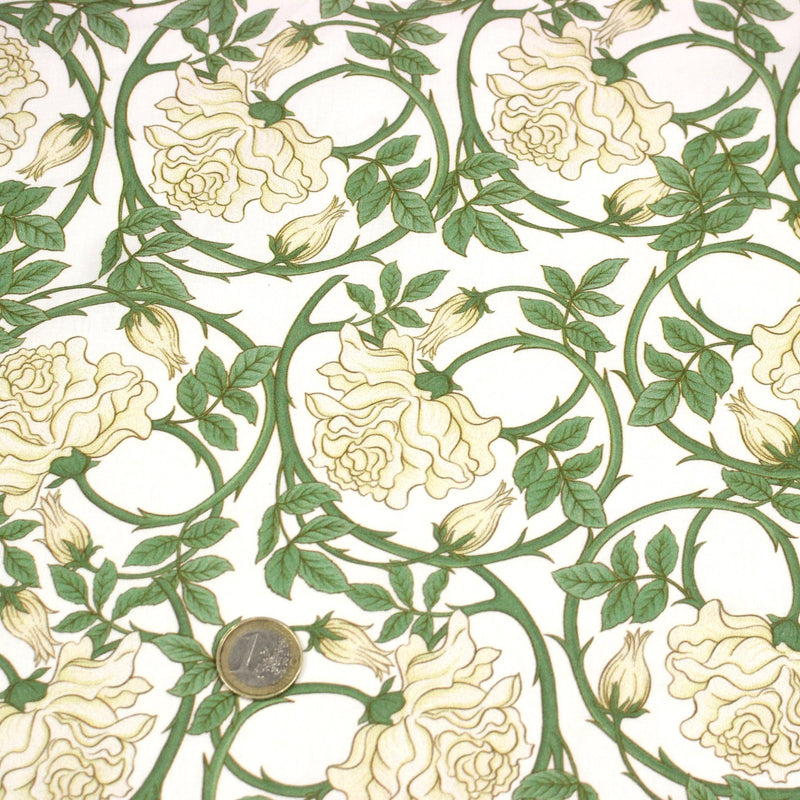 Tissu cotonnade HECTOR au feuillage ART NOUVEAU vert ou ocre - OEKO - TEX STANDARD 100 - tissuspipi.com
