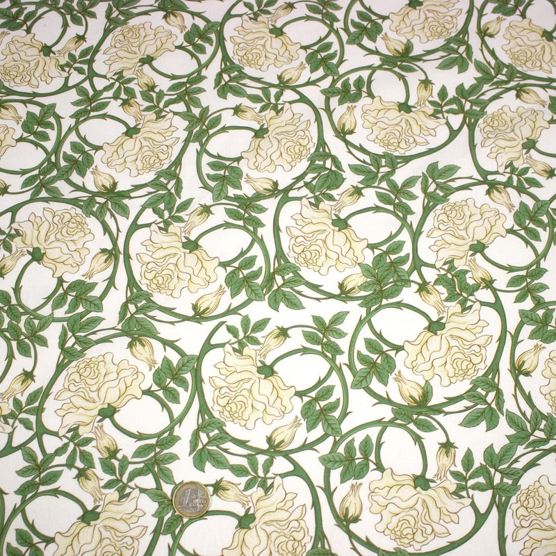 Tissu cotonnade HECTOR au feuillage ART NOUVEAU vert ou ocre - OEKO - TEX STANDARD 100 - tissuspipi.com