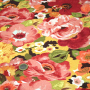 Tissu gabardine coton imprimée fleuri Vintage jaune, rouge, rose - OEKO - TEX STANDARD 100 - tissuspipi.com