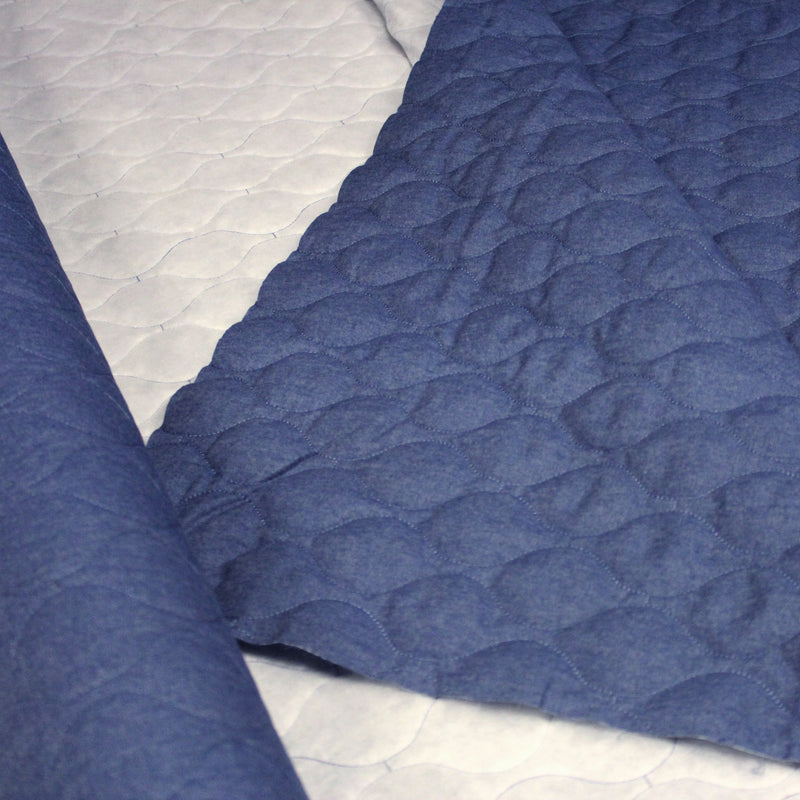 Tissu Matelassé Chambray : bleu roi ou noir - OEKO - TEX - tissuspipi.com