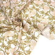 Tissu cotonnade HECTOR au feuillage ART NOUVEAU vert ou ocre - OEKO - TEX STANDARD 100 - tissuspipi.com