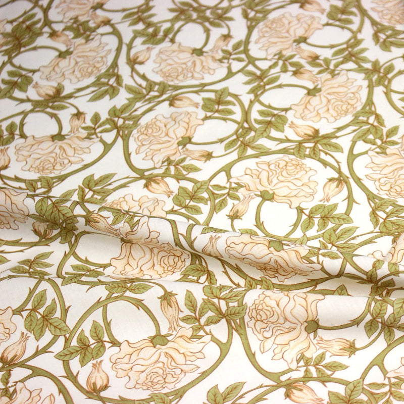 Tissu cotonnade HECTOR au feuillage ART NOUVEAU vert ou ocre - OEKO - TEX STANDARD 100 - tissuspipi.com