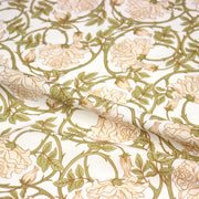 Tissu cotonnade HECTOR au feuillage ART NOUVEAU vert ou ocre - OEKO - TEX STANDARD 100 - tissuspipi.com