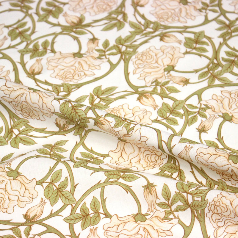 Tissu cotonnade HECTOR au feuillage ART NOUVEAU vert ou ocre - OEKO - TEX STANDARD 100 - tissuspipi.com