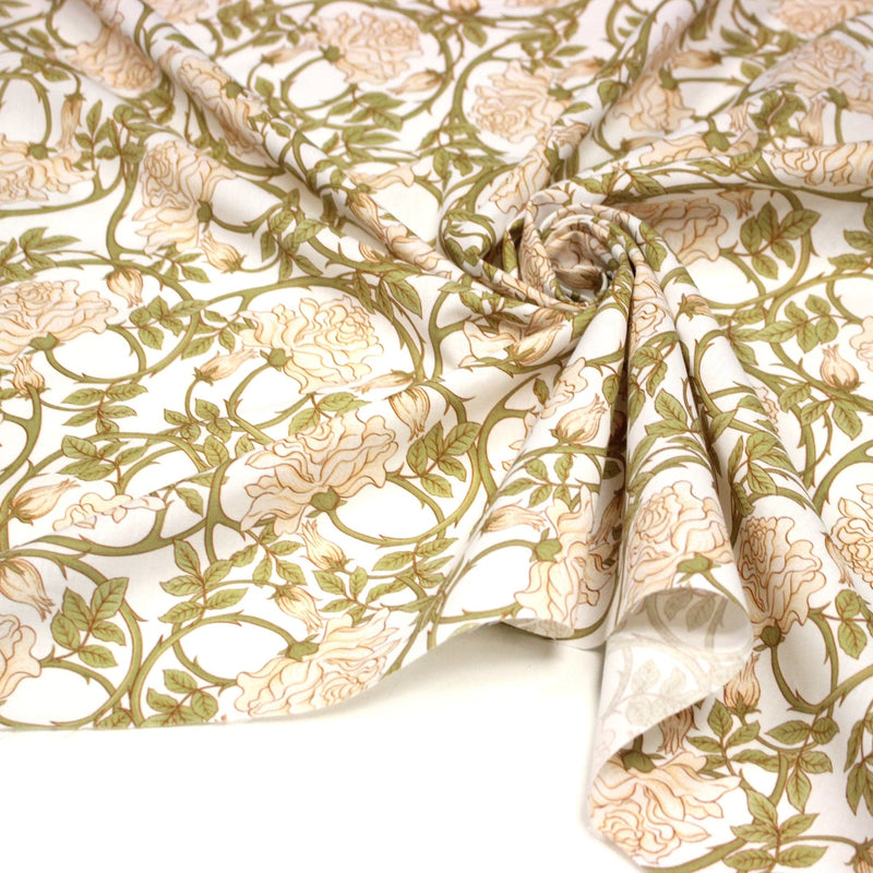 Tissu cotonnade HECTOR au feuillage ART NOUVEAU vert ou ocre - OEKO - TEX STANDARD 100 - tissuspipi.com