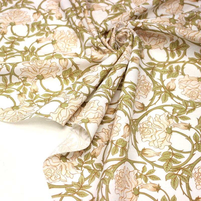 Tissu cotonnade HECTOR au feuillage ART NOUVEAU vert ou ocre - OEKO - TEX STANDARD 100 - tissuspipi.com