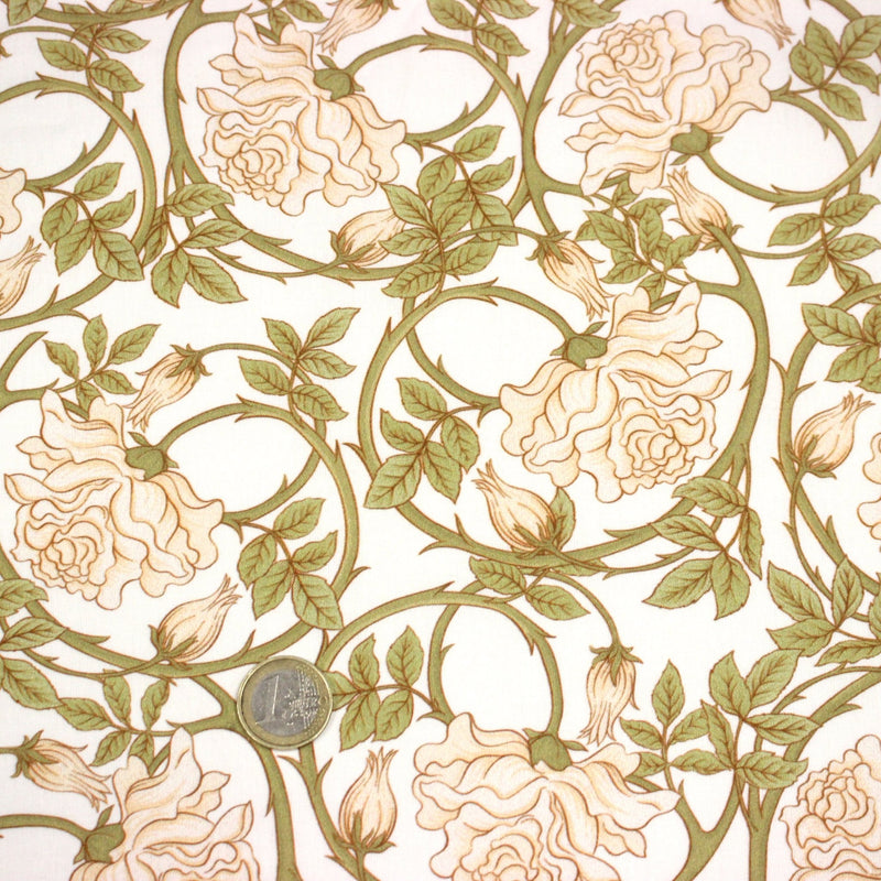 Tissu cotonnade HECTOR au feuillage ART NOUVEAU vert ou ocre - OEKO - TEX STANDARD 100 - tissuspipi.com