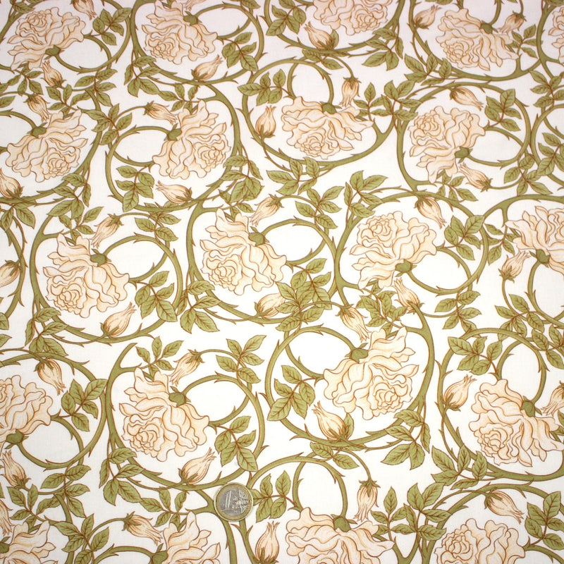 Tissu cotonnade HECTOR au feuillage ART NOUVEAU vert ou ocre - OEKO - TEX STANDARD 100 - tissuspipi.com