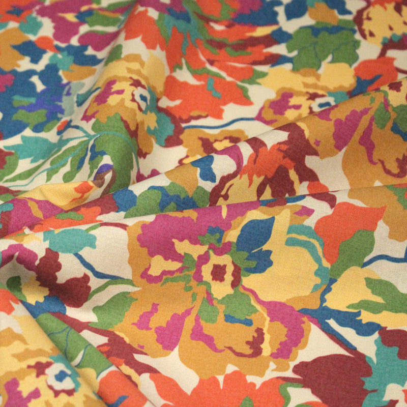 Tissu cotonnade fleuri multicolore, motif TAORMINA - OEKO - TEX STANDARD 100 - tissuspipi.com