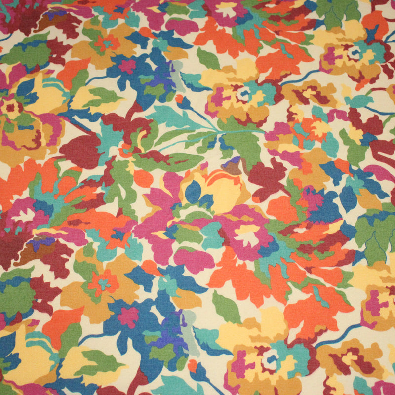 Tissu cotonnade fleuri multicolore, motif TAORMINA - OEKO - TEX STANDARD 100 - tissuspipi.com