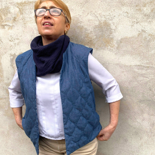 Tissu Matelassé Chambray : bleu roi ou noir - OEKO - TEX - tissuspipi.com