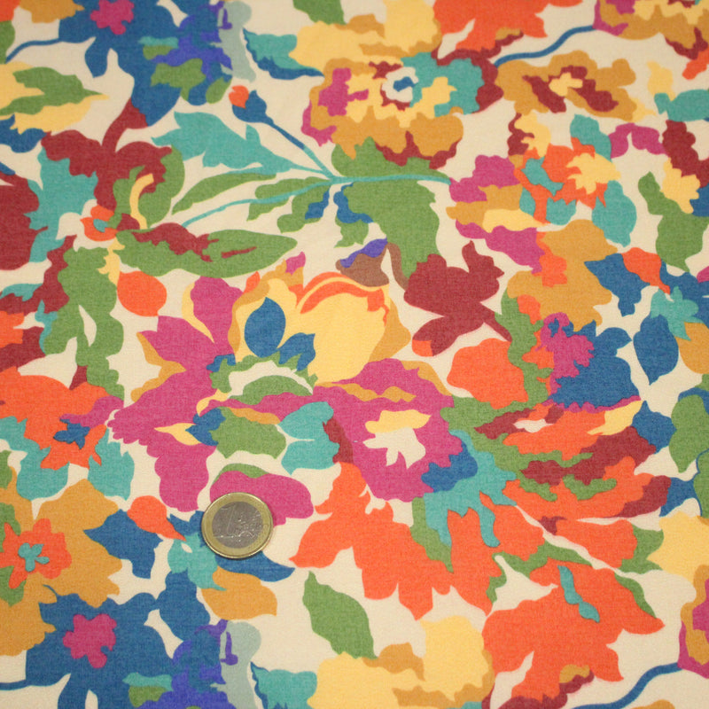 Tissu cotonnade fleuri multicolore, motif TAORMINA - OEKO - TEX STANDARD 100 - tissuspipi.com