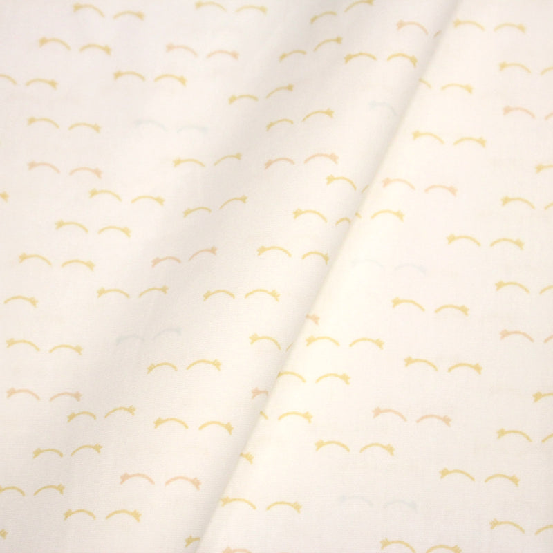 Tissu popeline coton les étoiles filantes jaunes, fond blanc