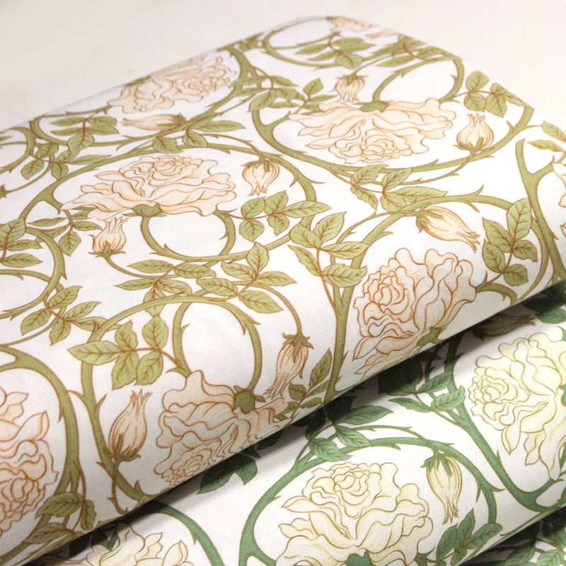 Tissu cotonnade HECTOR au feuillage ART NOUVEAU vert ou ocre - OEKO - TEX STANDARD 100 - tissuspipi.com