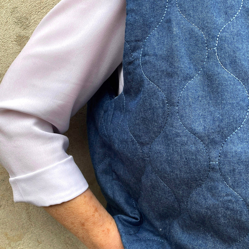 Tissu Matelassé Chambray : bleu roi ou noir - OEKO - TEX - tissuspipi.com