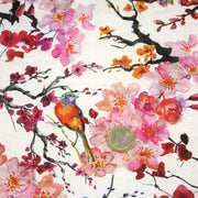 Tissu matelassé motif jardin japonais GUNMA oiseaux et fleurs de cerisier - OEKO - TEX - tissuspipi.com