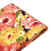 Tissu gabardine coton imprimée fleuri Vintage jaune, rouge, rose - OEKO - TEX STANDARD 100 - tissuspipi.com
