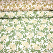 Tissu cotonnade HECTOR au feuillage ART NOUVEAU vert ou ocre - OEKO - TEX STANDARD 100 - tissuspipi.com