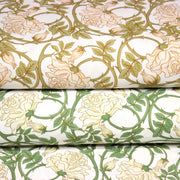 Tissu cotonnade HECTOR au feuillage ART NOUVEAU vert ou ocre - OEKO - TEX STANDARD 100 - tissuspipi.com