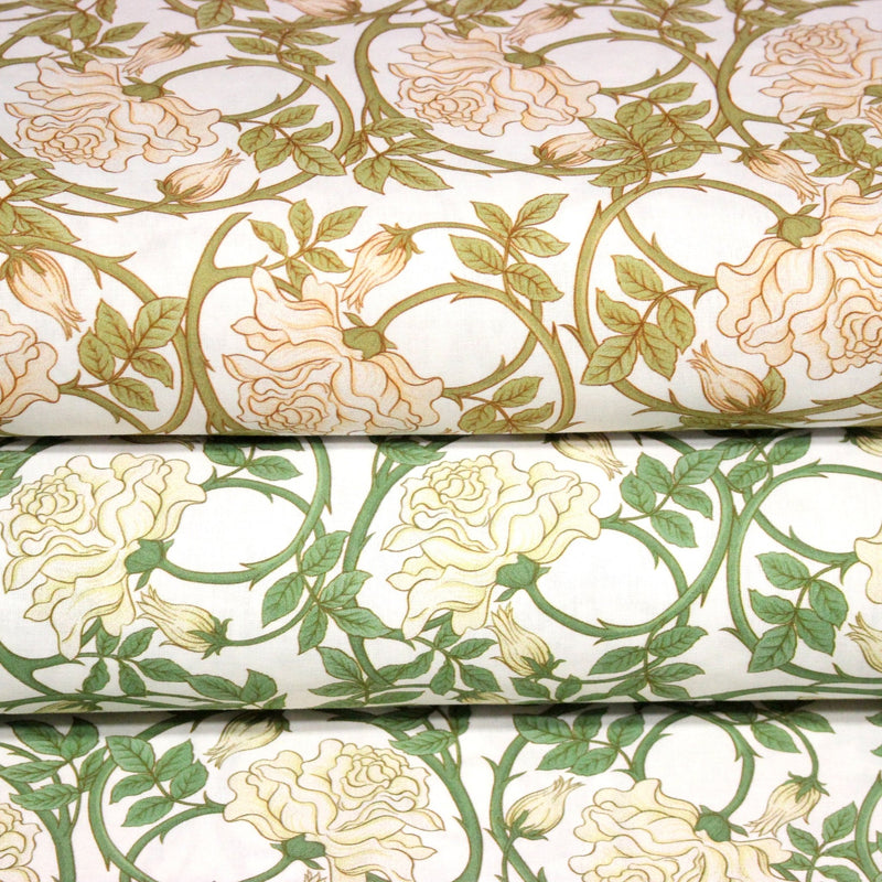 Tissu cotonnade HECTOR au feuillage ART NOUVEAU vert ou ocre - OEKO - TEX STANDARD 100 - tissuspipi.com