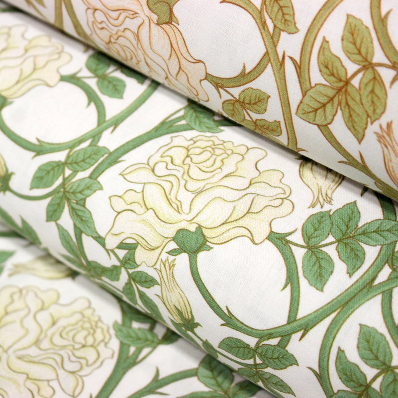Tissu cotonnade HECTOR au feuillage ART NOUVEAU vert ou ocre - OEKO - TEX STANDARD 100 - tissuspipi.com