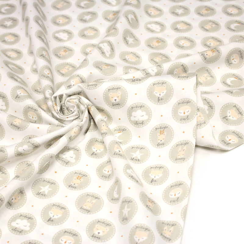 Tissu popeline coton SWEET BABY CIRCLE, aux animaux & cercles - tissuspipi.com
