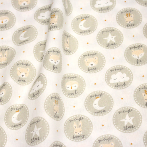 Tissu popeline coton SWEET BABY CIRCLE, aux animaux & cercles - tissuspipi.com