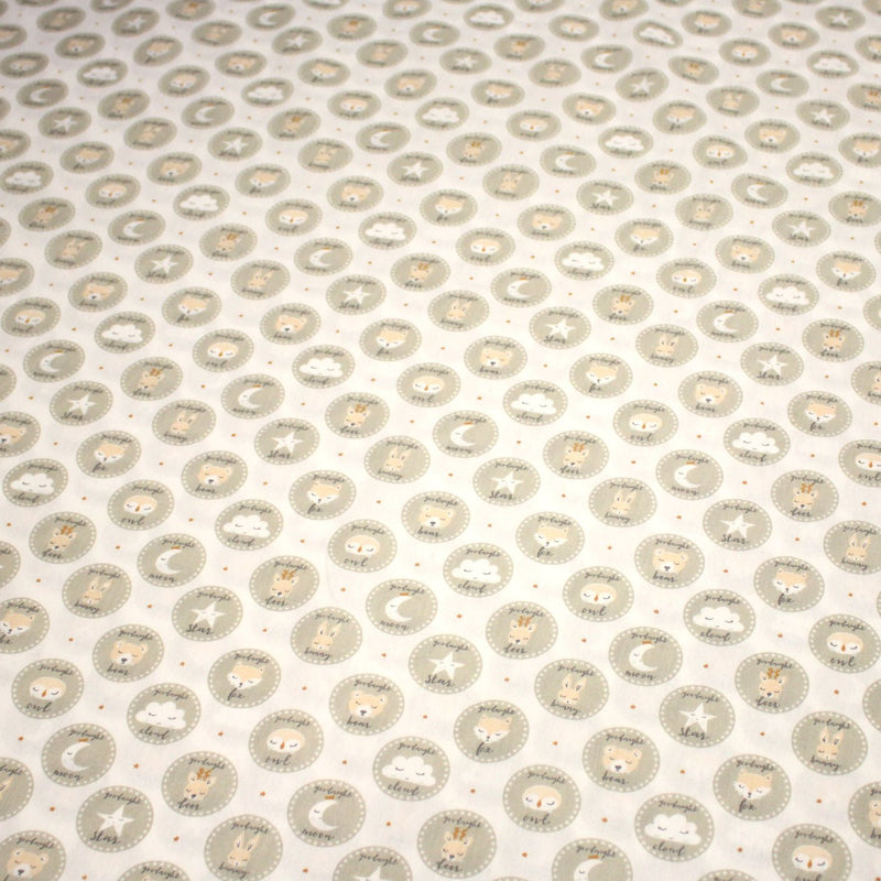 Tissu popeline coton SWEET BABY CIRCLE, aux animaux & cercles - tissuspipi.com