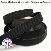 Ruban élastique 17mm, noir - Fabriqué en France - tissuspipi.com