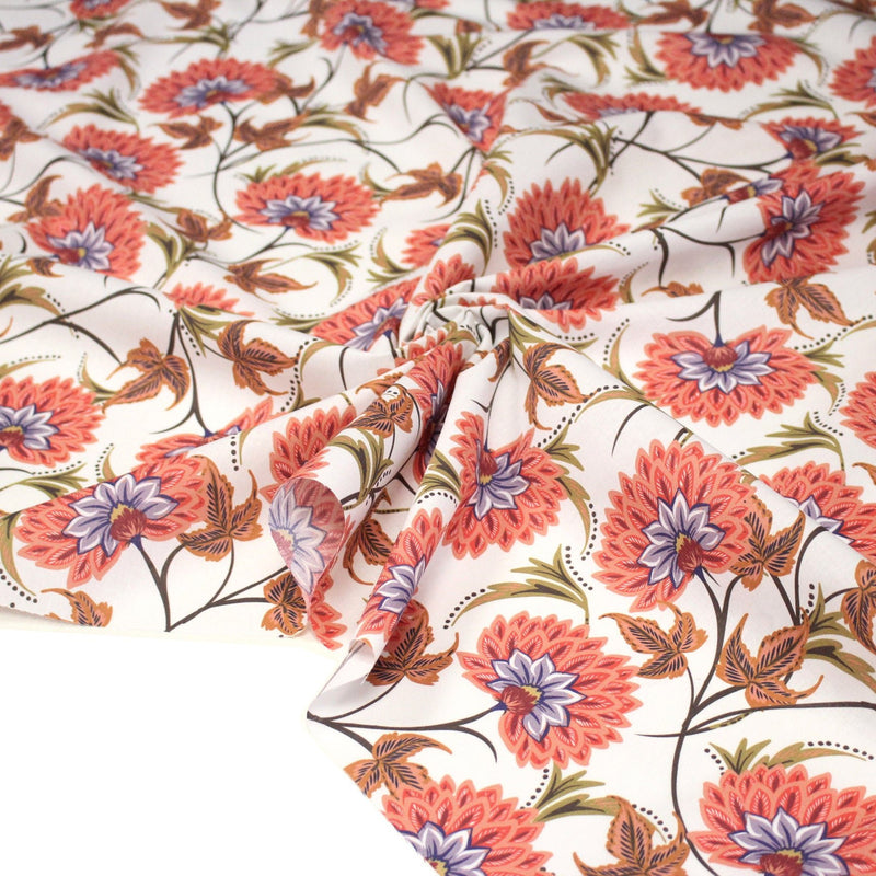 Tissu INDIENNES, cotonnade imprimée fleurie : deux motifs différents - OEKO - TEX STANDARD 100 - tissuspipi.com