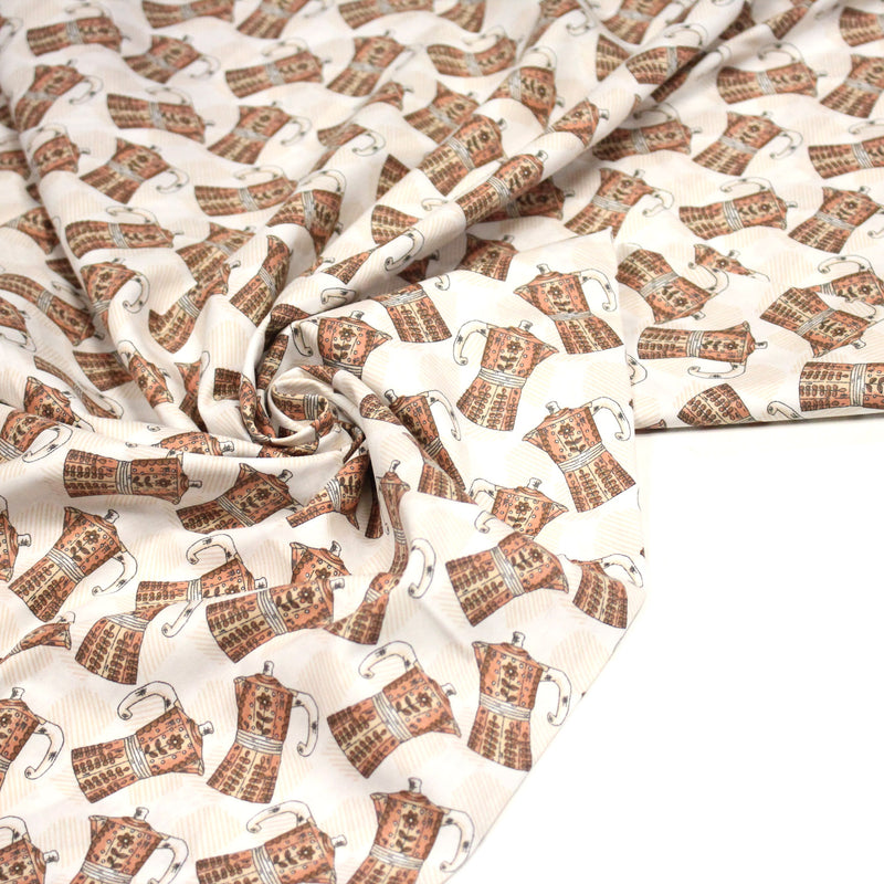 Tissu popeline coton aux cafetières moka - tissuspipi.com