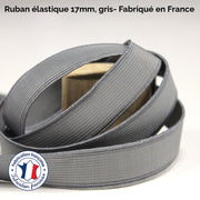 Ruban élastique 17mm, gris - Fabriqué en France - tissuspipi.com