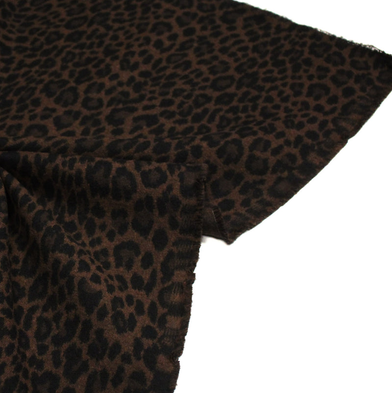 Tissu lainage motif léopard : grège & chocolat ou tout chocolat - EXCLUSIVITE FABRIQUEE EN ITALIE - tissuspipi.com