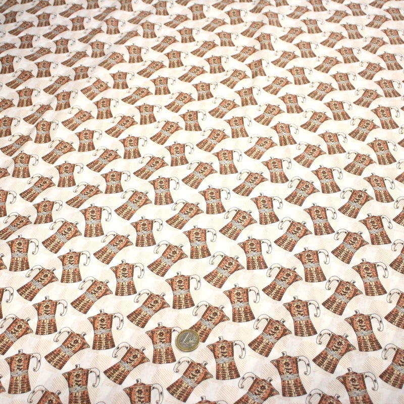 Tissu popeline coton aux cafetières moka - tissuspipi.com