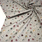 Tissu coton NOËL gris aux chapeaux, bonnets et chapkas - OEKO - TEX - tissuspipi.com