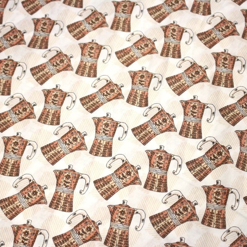 Tissu popeline coton aux cafetières moka - tissuspipi.com