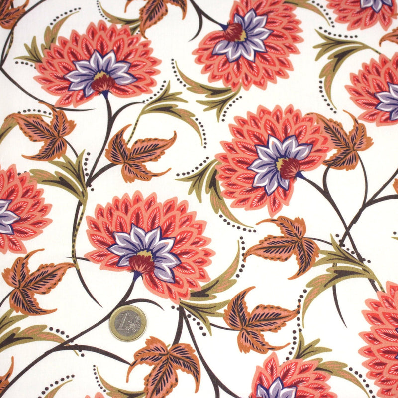 Tissu INDIENNES, cotonnade imprimée fleurie : deux motifs différents - OEKO - TEX STANDARD 100 - tissuspipi.com