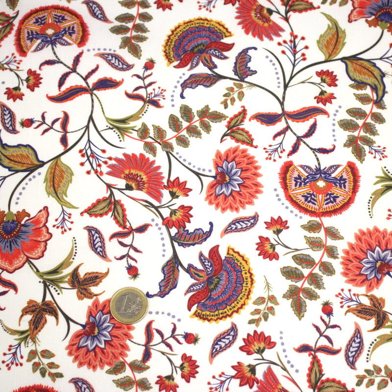 Tissu INDIENNES, cotonnade imprimée fleurie : deux motifs différents - OEKO - TEX STANDARD 100 - tissuspipi.com