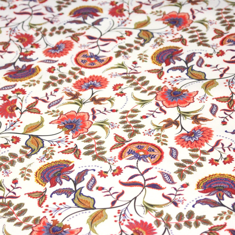 Tissu INDIENNES, cotonnade imprimée fleurie : deux motifs différents - OEKO - TEX STANDARD 100 - tissuspipi.com