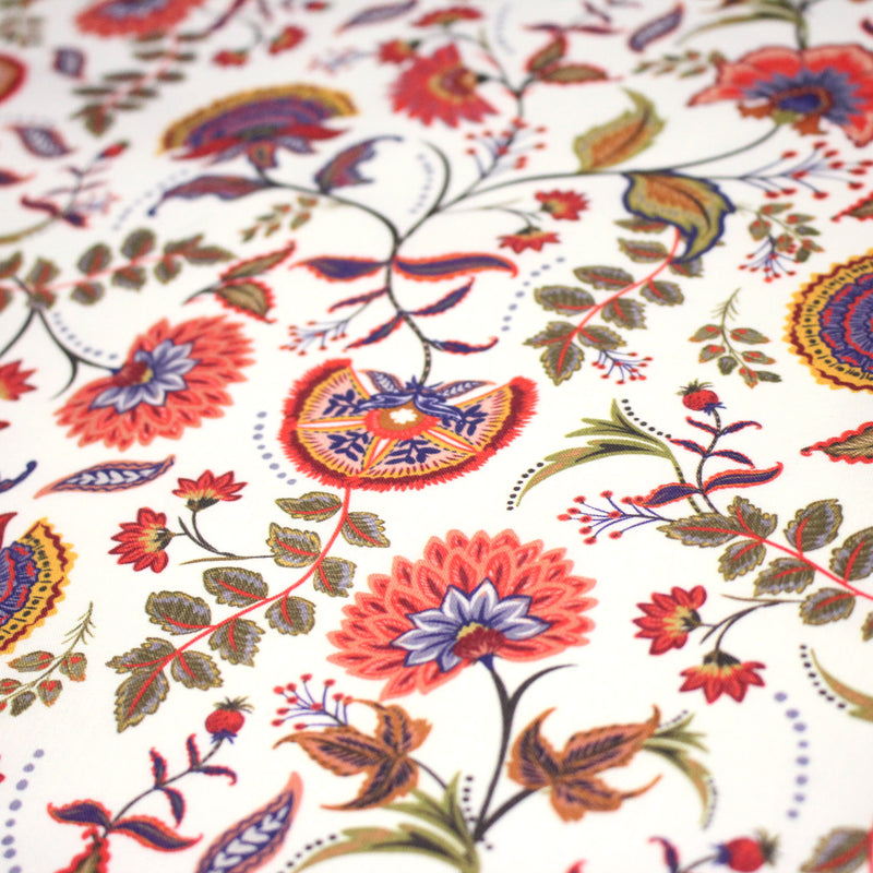 Tissu INDIENNES, cotonnade imprimée fleurie : deux motifs différents - OEKO - TEX STANDARD 100 - tissuspipi.com