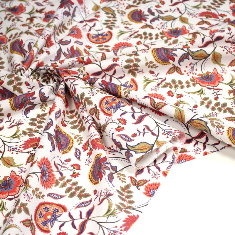 Tissu INDIENNES, cotonnade imprimée fleurie : deux motifs différents - OEKO - TEX STANDARD 100 - tissuspipi.com