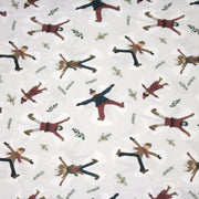 Tissu coton NOËL, gris aux gamins dans la neige - OEKO - TEX - tissuspipi.com