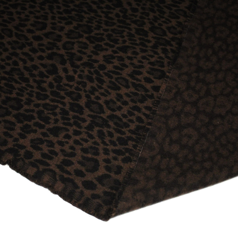 Tissu lainage motif léopard : grège & chocolat ou tout chocolat - EXCLUSIVITE FABRIQUEE EN ITALIE - tissuspipi.com