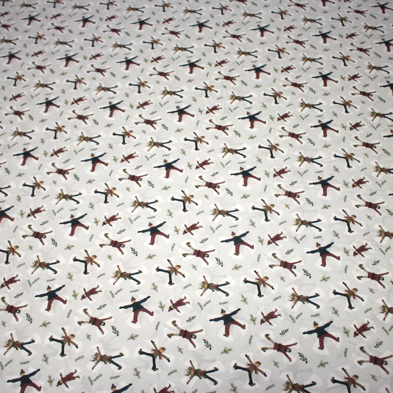 Tissu coton NOËL, gris aux gamins dans la neige - OEKO - TEX - tissuspipi.com