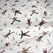 Tissu coton NOËL, gris aux gamins dans la neige - OEKO - TEX - tissuspipi.com